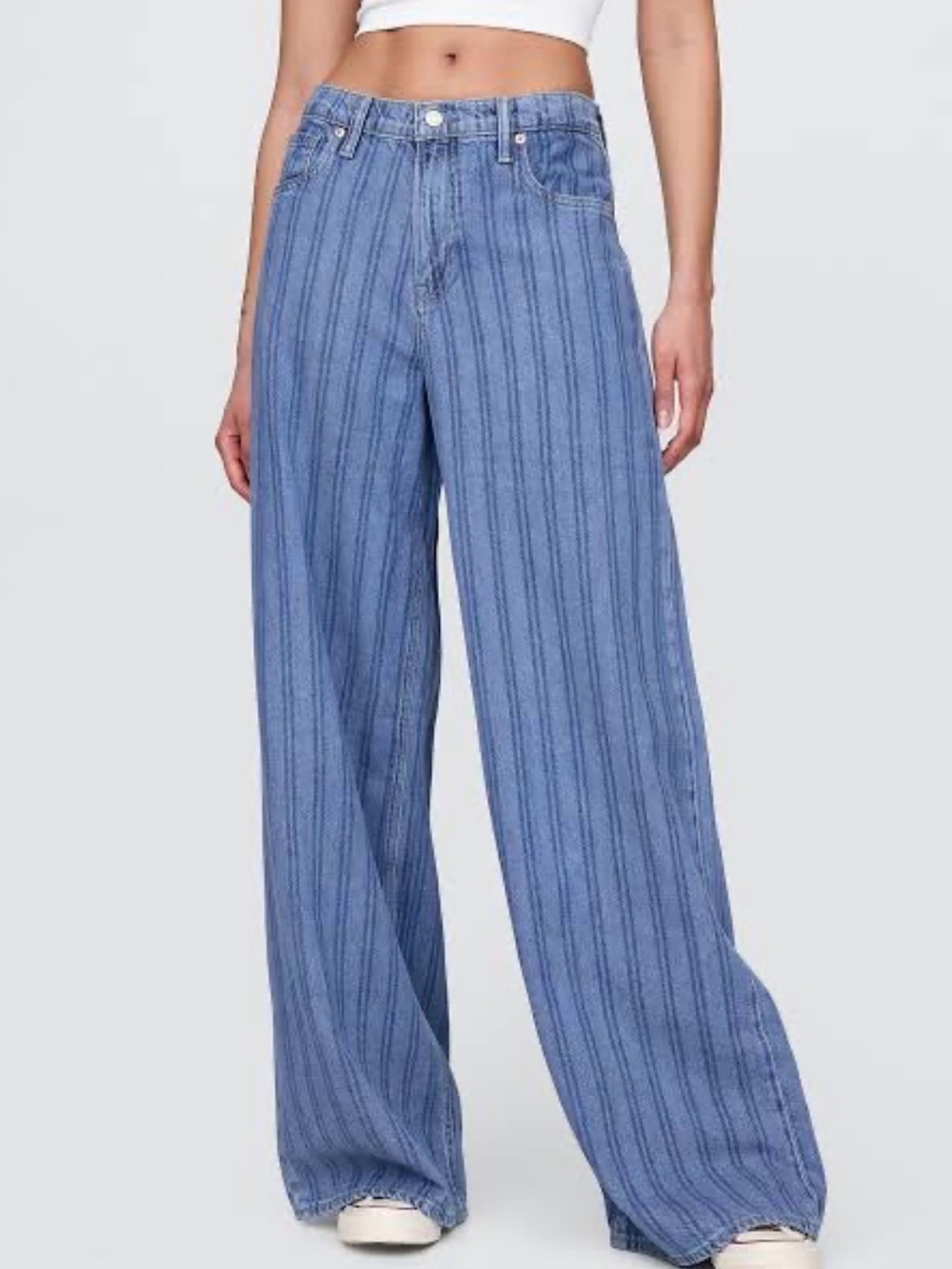 Gap Blue Pinstripe Wide Leg Jeans